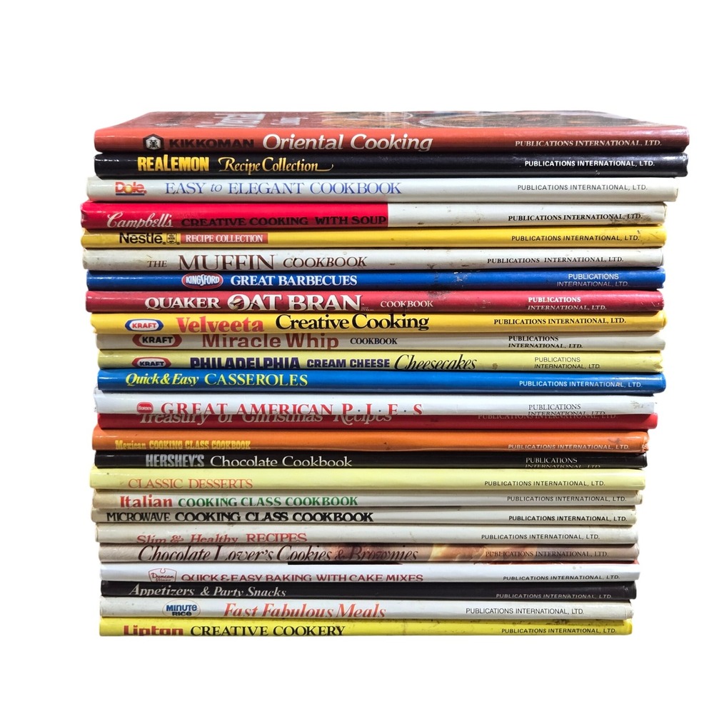 Vintage 80s 90 Publications International Cookbook Lot 25 Recipes Kraft Kikkoman